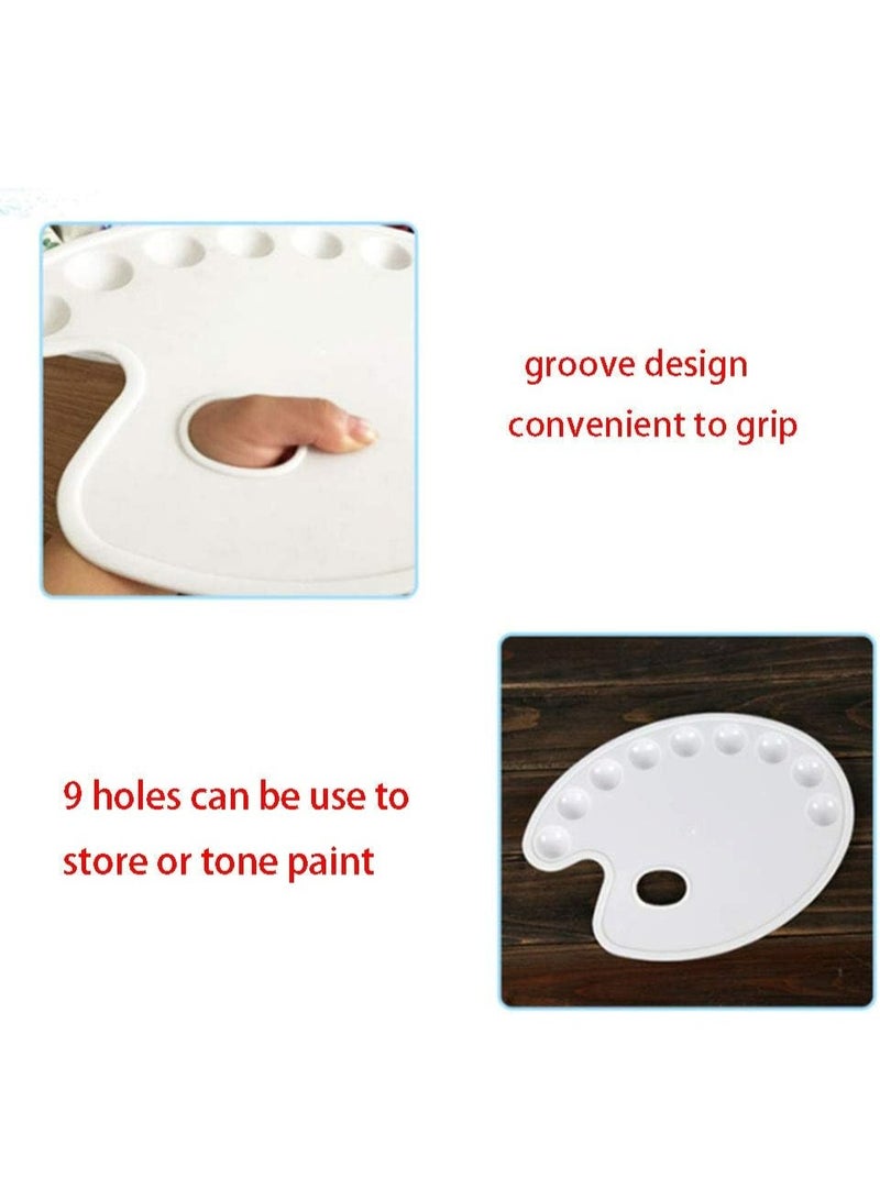 ارك باليت طلاء للاطفال من قطعة واحدة، لوحة بلاستيكية دائرية مع 9 ابار وفتحة ابهام للالوان المائية والاكريليك والزيت، لوحة فنية احترافية للحرف اليدوية - Image 2